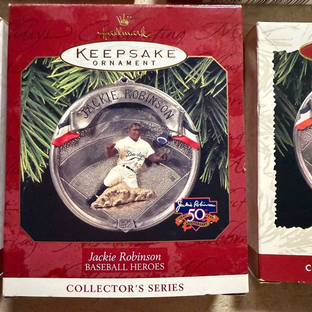 Hallmark Keepsake Baseball Heroes Ornament Lot 5 Babe Ruth Gehrig Robinson Paige